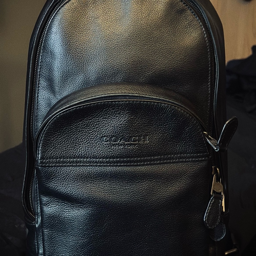 Coach Black Leather Backpack